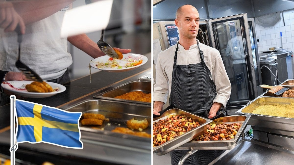 Maten i skolan och svensk flaga