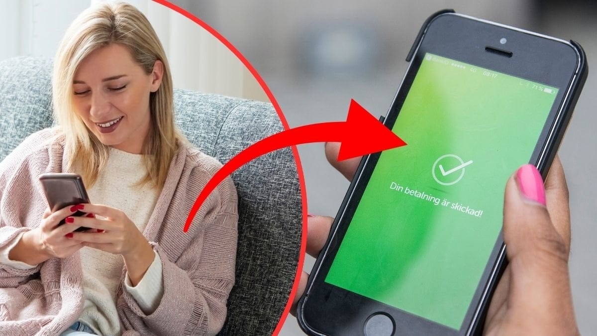 Swish och kvinna som swishar.