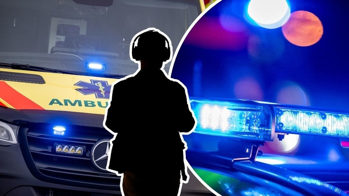 Ambulans, polis och anonym person.