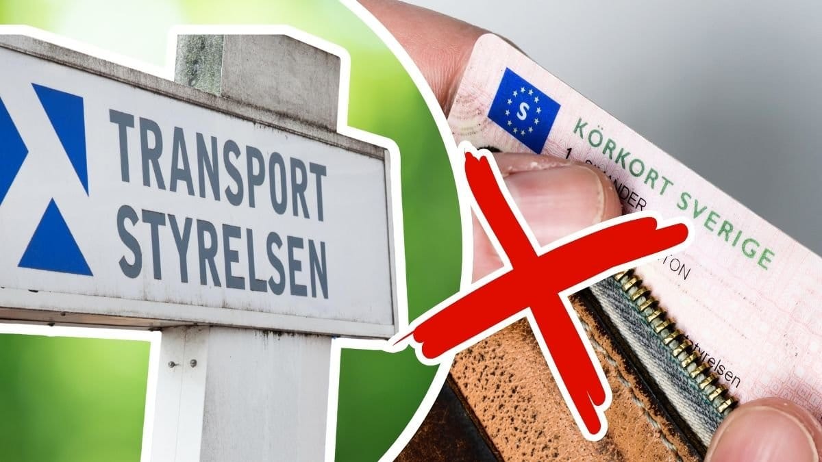 Transportstyrelsens skylt och ett körkort i en plånbok
