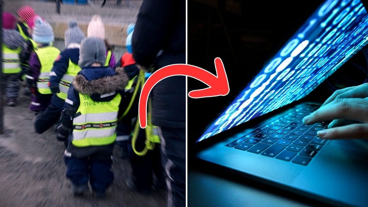 Förskolebarn och en dator.