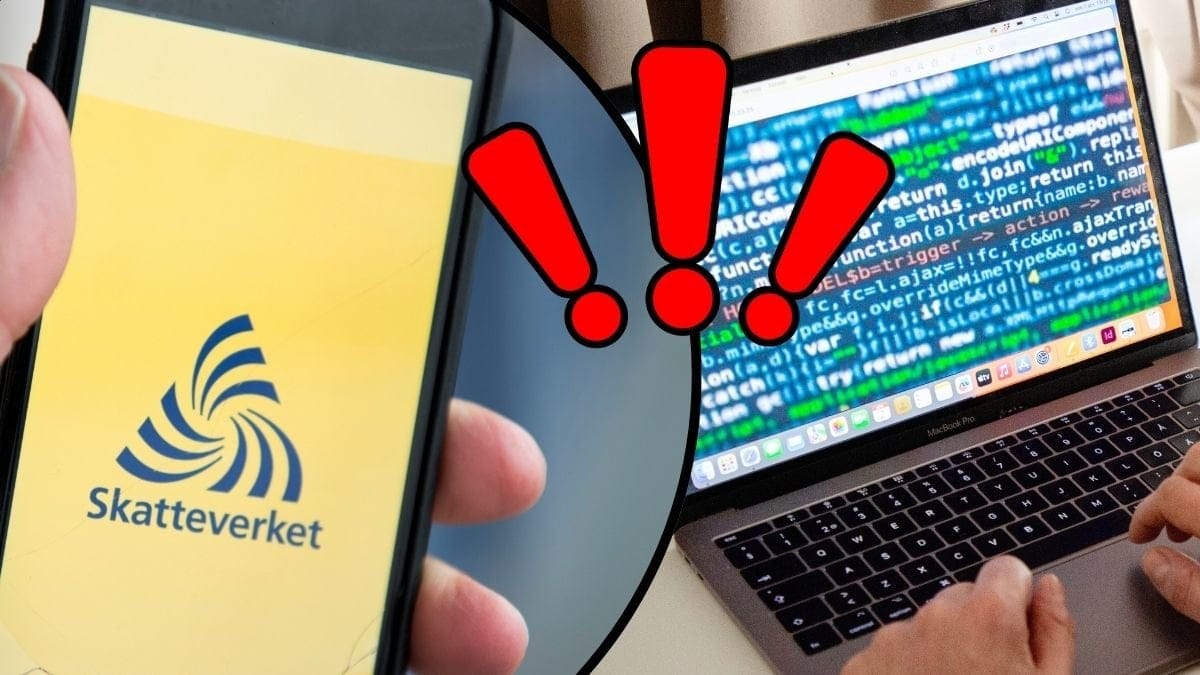 Skatteverkets app, hacker vid en dator.
