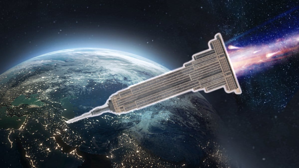 Asteroid stor som Empire state building närmar sig jorden