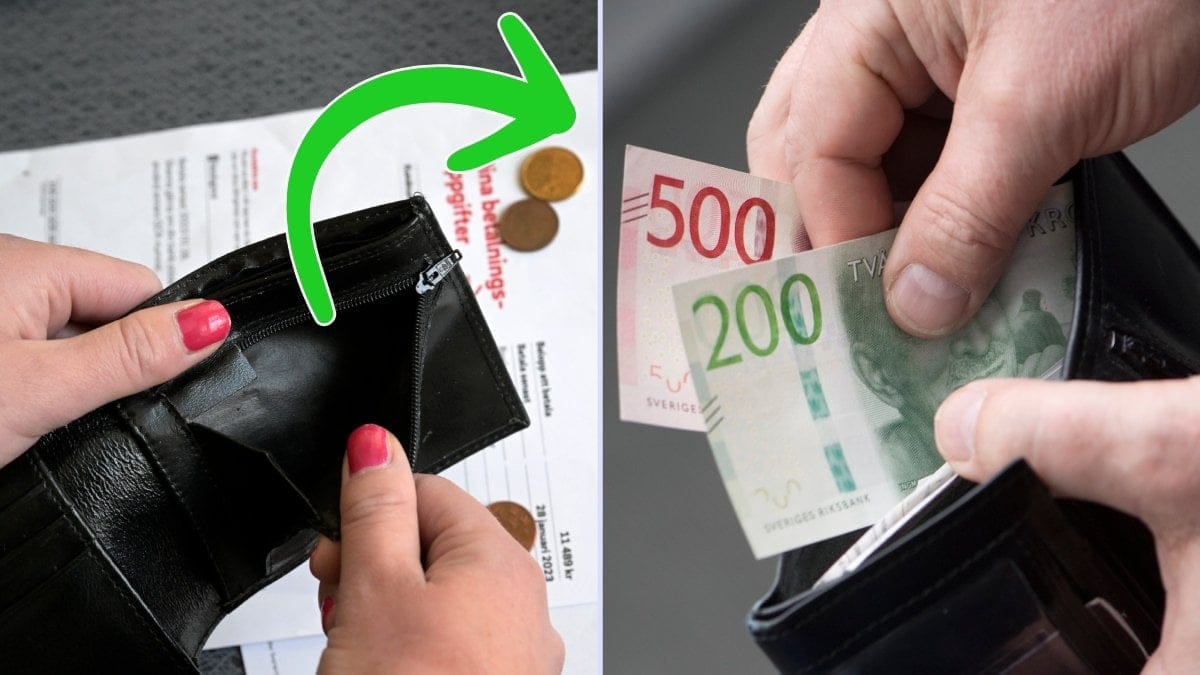 Tom plånbok och kortbetalning.
