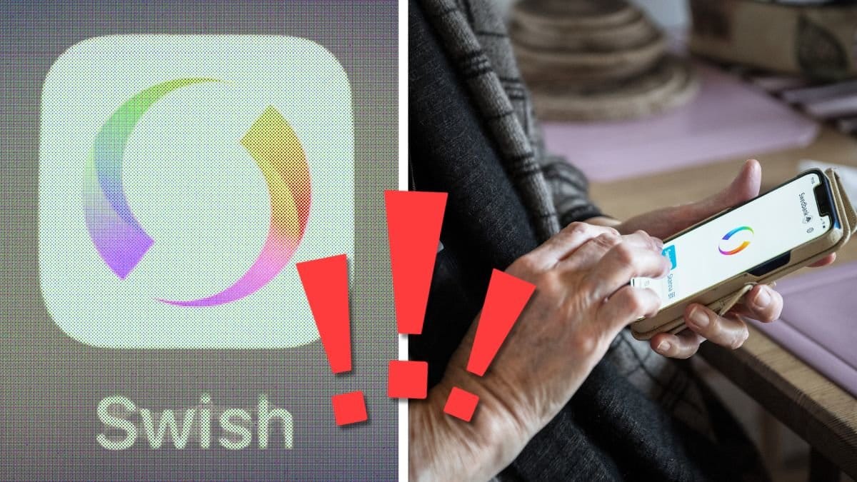 Swish-appen och en pensionär som använder swish.