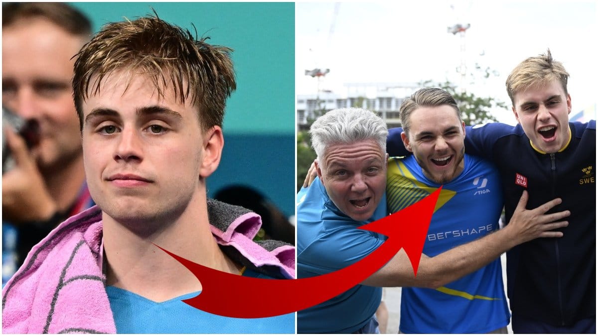 Truls Möregårdh firar silvermedaljen som sig bör