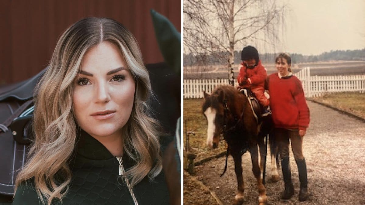 Sophie Jahn med mamma Anna Bohlin på hästgården på Ekerö.