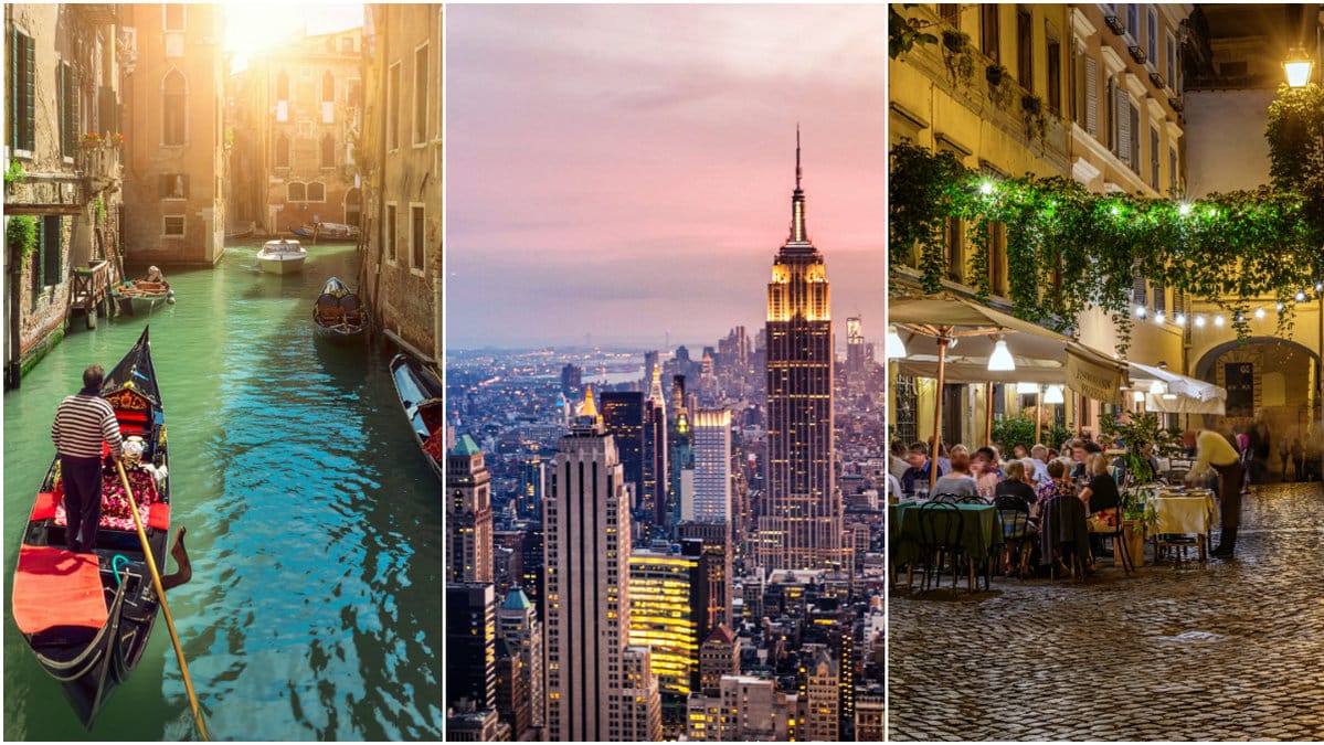 Resa till Venedig, New York och Rom
