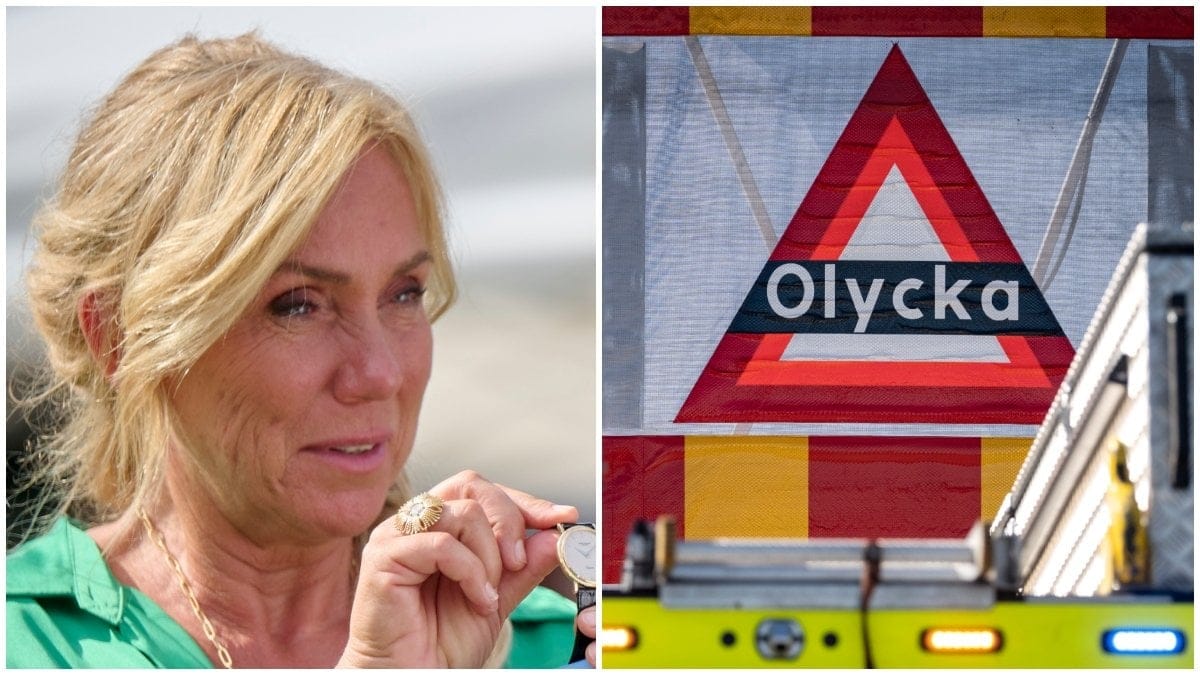 Anne Lundberg och en trafikolycka-skylt