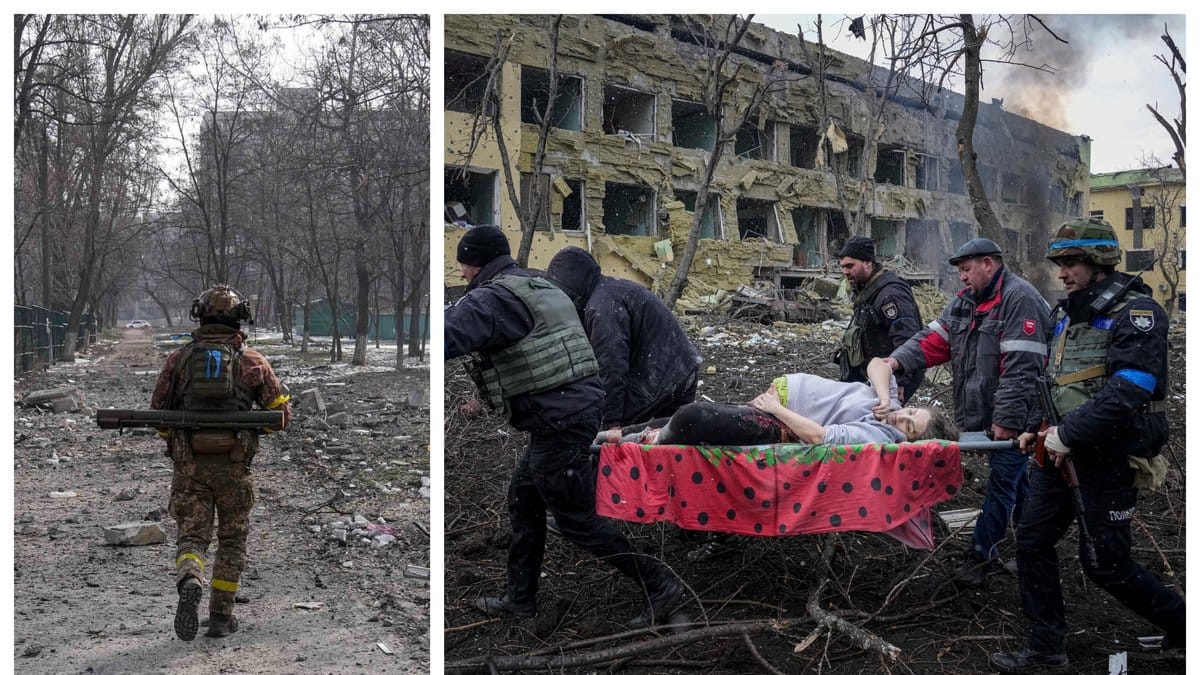 Bilden på kvinnan, som bars på bår efter attacken, spreds världen över.