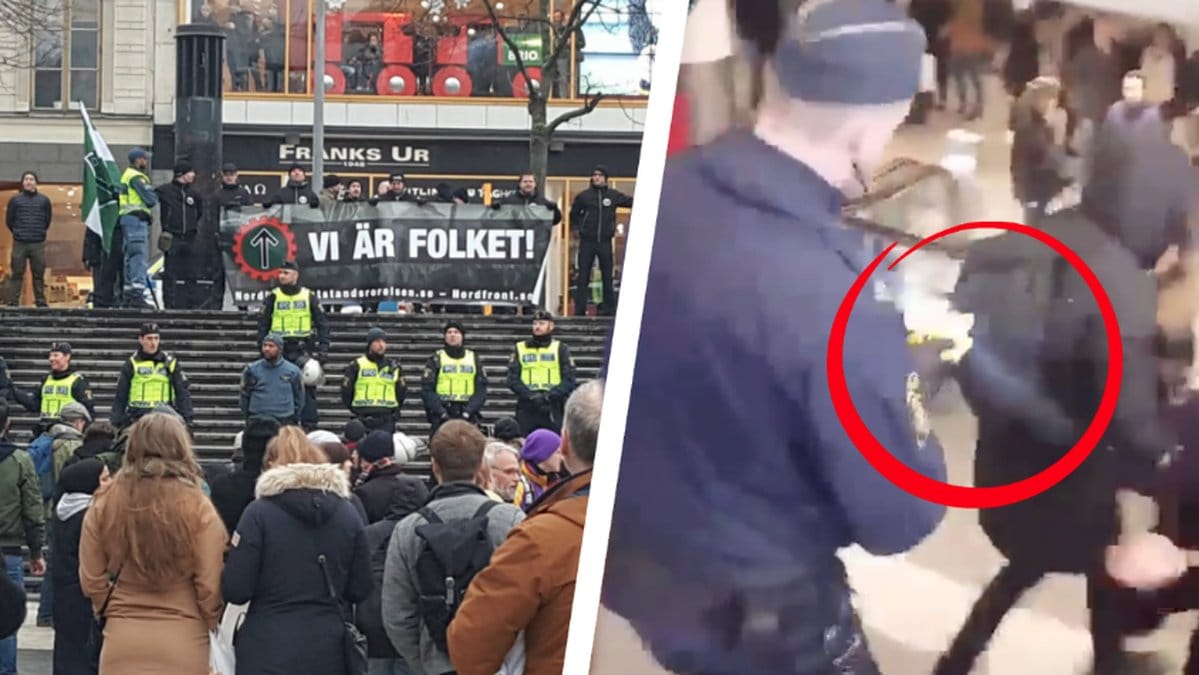 En film visar hur polisen skjuter en motdemonstrant med elpistol