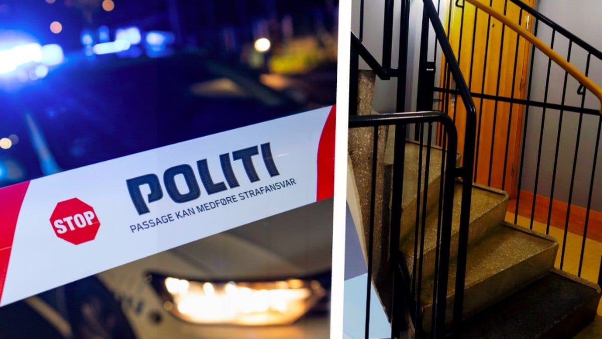 Dansk polis-tejp. Ett trappbus. Kollage.