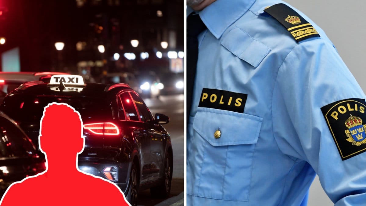 Genrebild på taxibilar och polis.