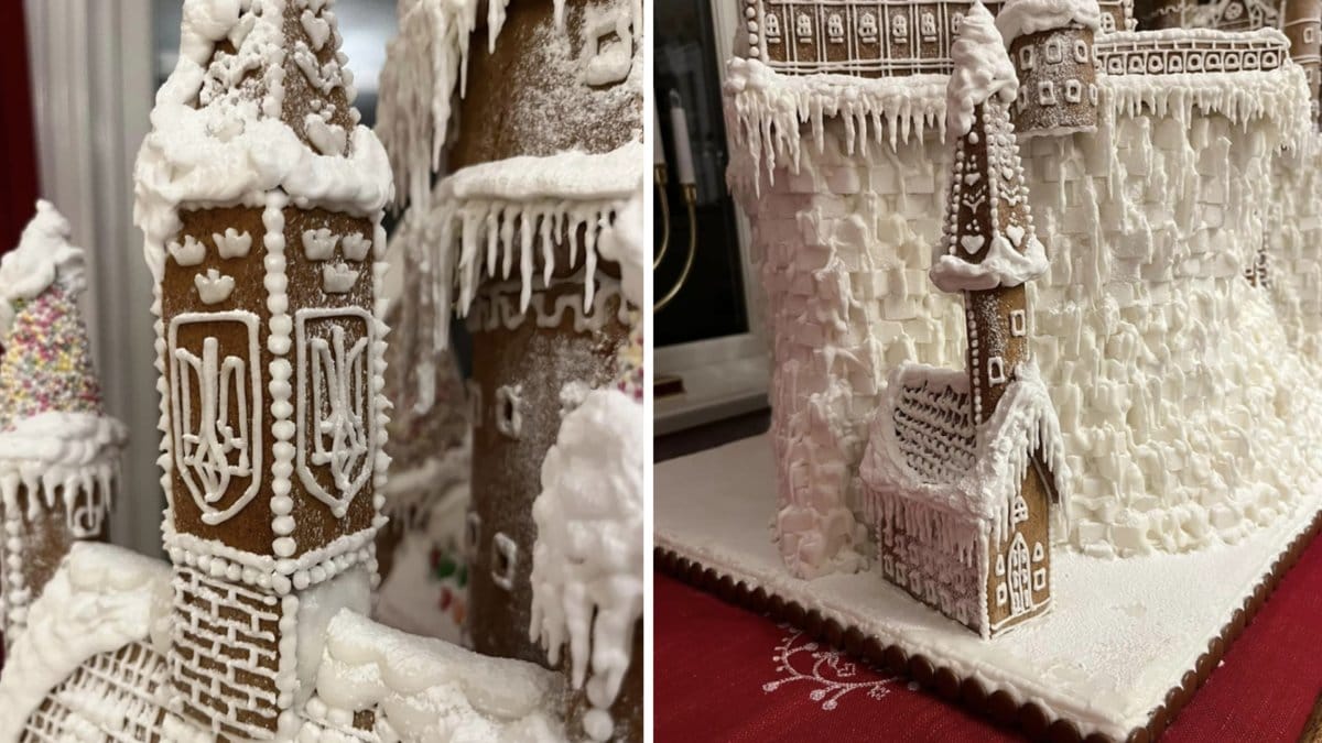 Delar av det magnifika pepparkaksbygget.