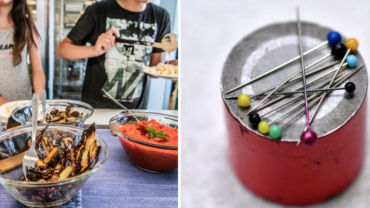 Knappnålar har upptäckts i skollunchen.