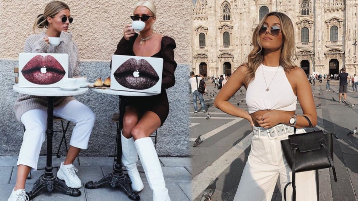 Bianca Ingrosso och Lovisa Worge med datorer.