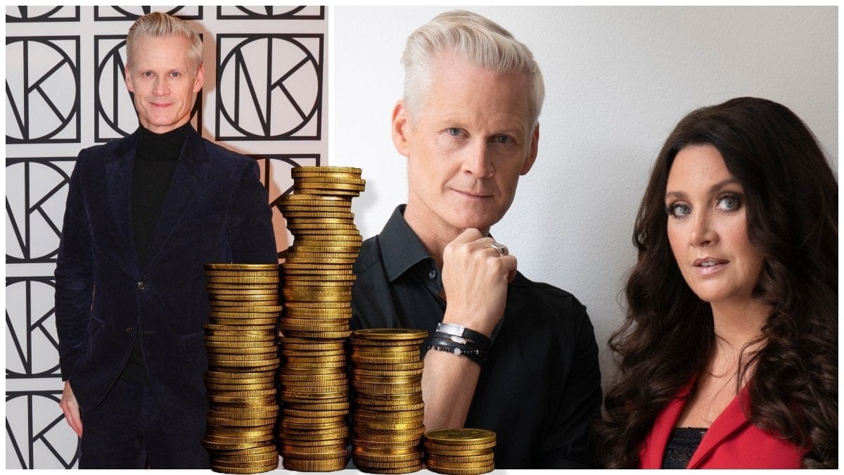 Henrik Fexeus på röda mattan och Henrik Fexeus tillsammans med författaren Camilla Läckberg.