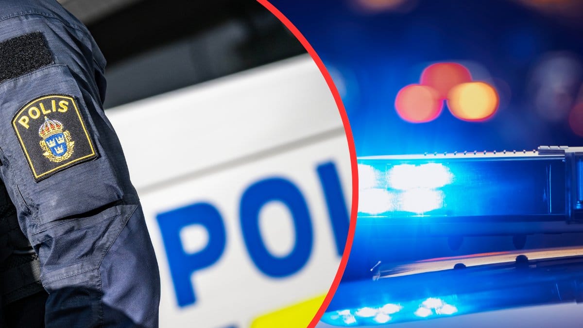 Polis vänster. Blåljus höger.