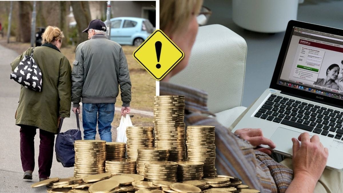 Ett äldre par som promenerar och en kvinna som nätdejtar.