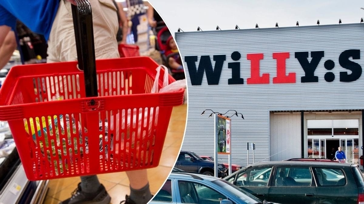 Willys entré och en kundkorg.