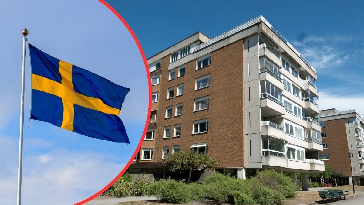 Svensk flagga, bostadshus