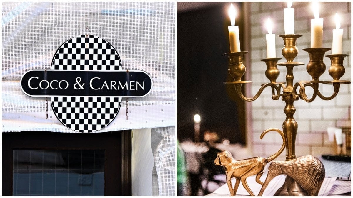 Coco & Carmen och en ljusstake på lyxkrogen