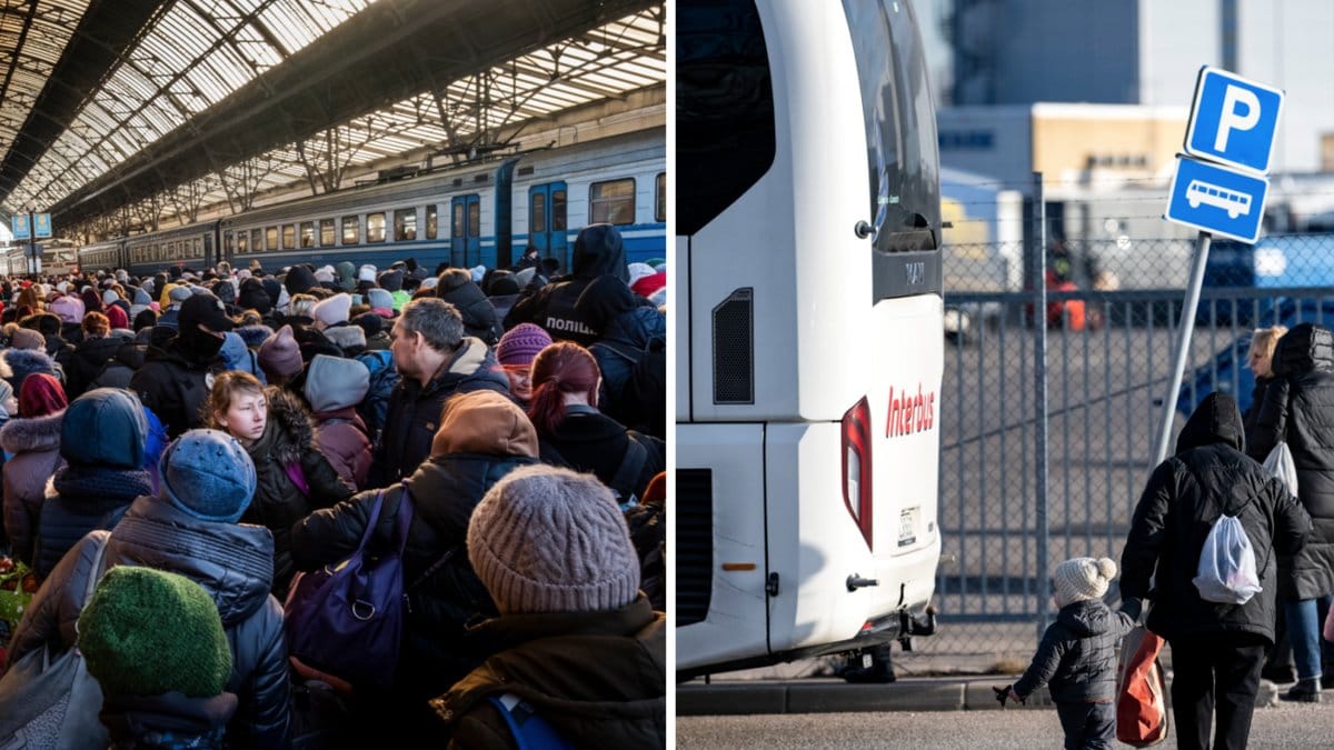 Bilder på ukrainska flyktingar