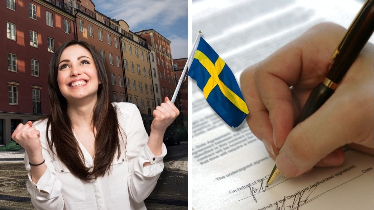 Kvinna och underskrift.