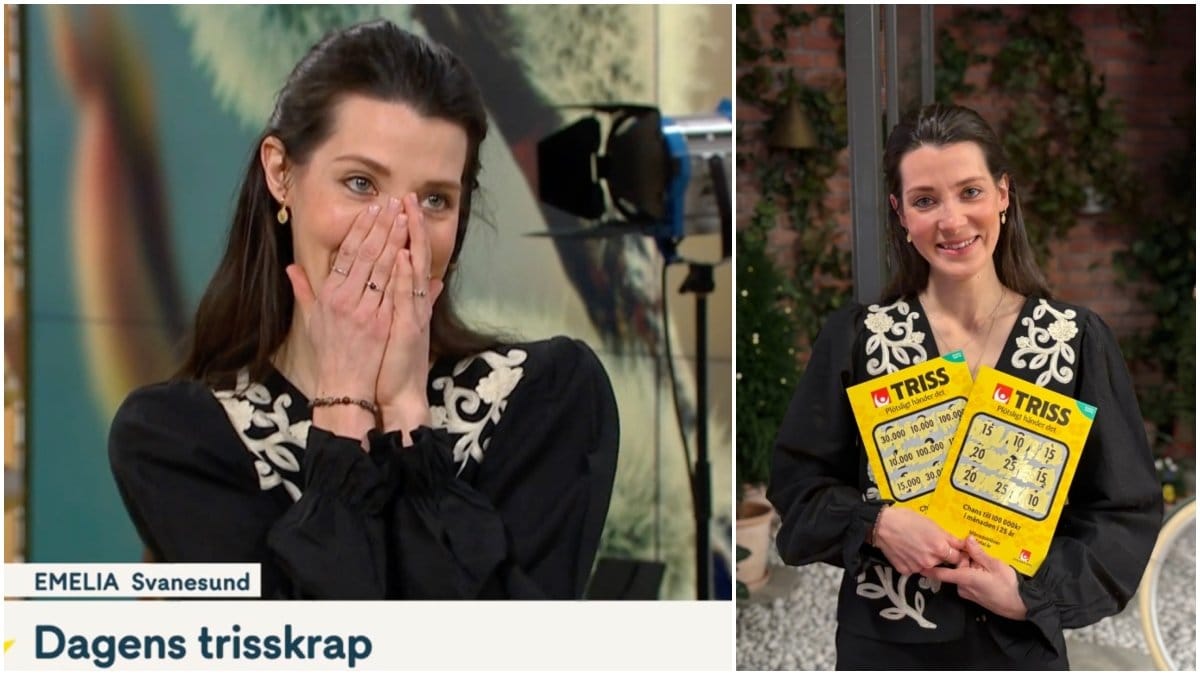 Emelia skrapar triss på Tv4 Nyhetsmorgon