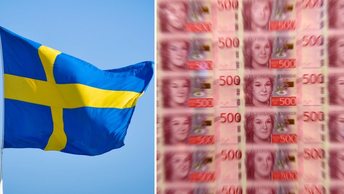 Bild på 500-kronorssedeln och svenska flaggan.