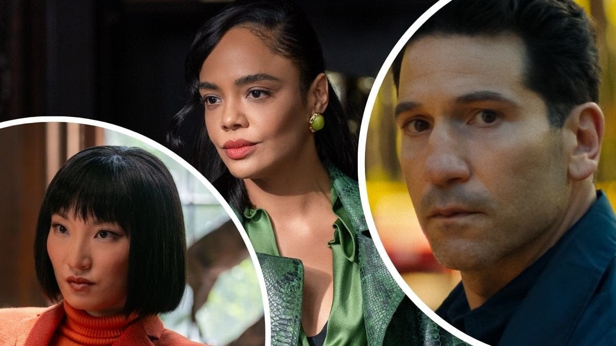 Poppy Liu, Tessa Thompson och Jon Bernthal i His & hers på Netflix