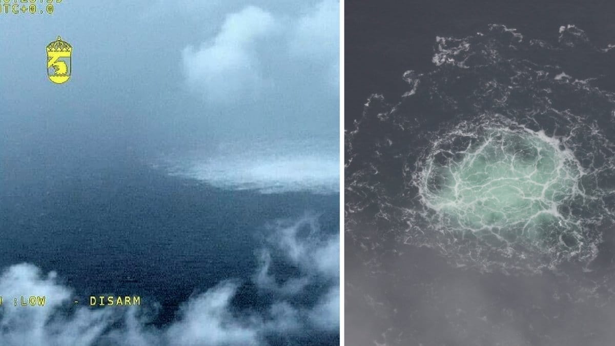 Metan bubblar upp till ytan från Nord Stream-ledningarna.