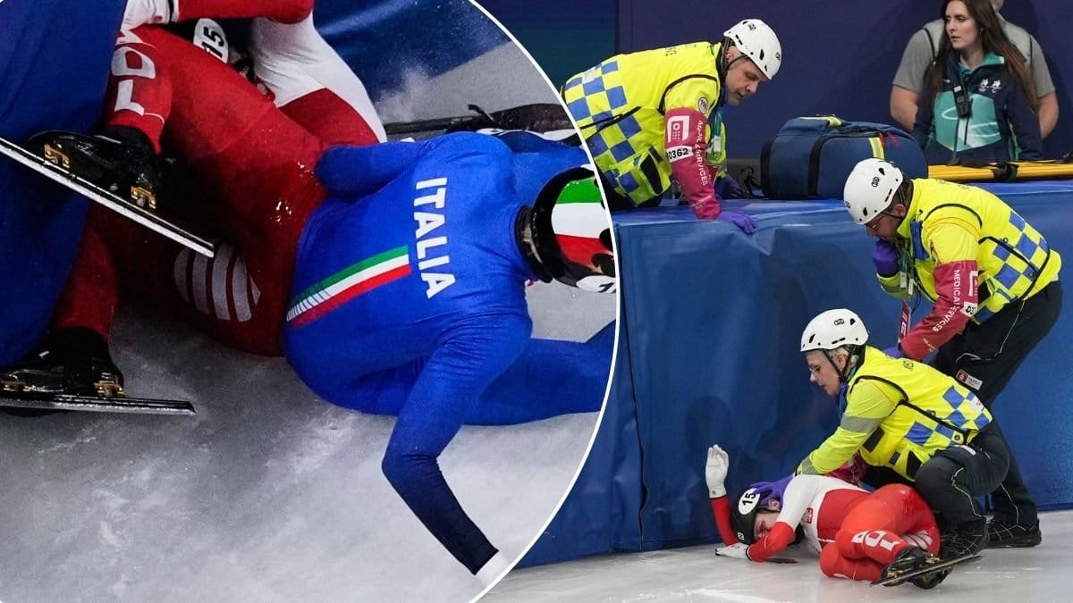 Kamila Sellier of Poland and Arianna Fontana of Italy