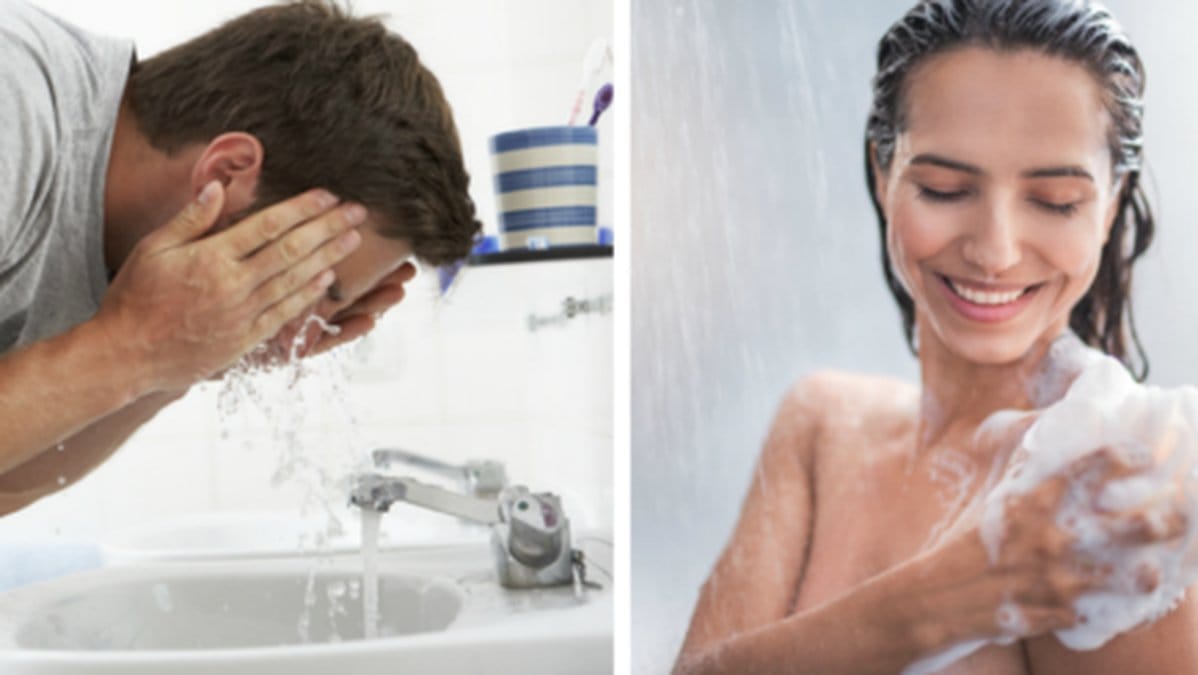 Dusch, tvätta ansiktet