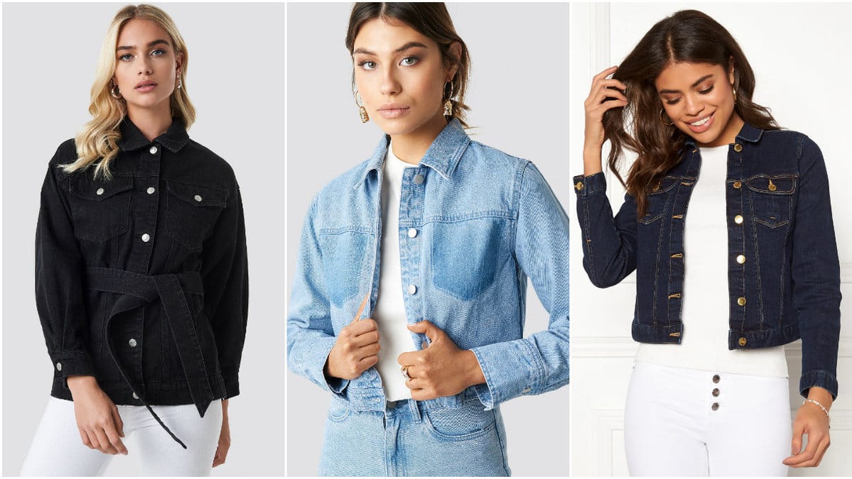 Tjej i märk jacka, tjej i ljus denim, 