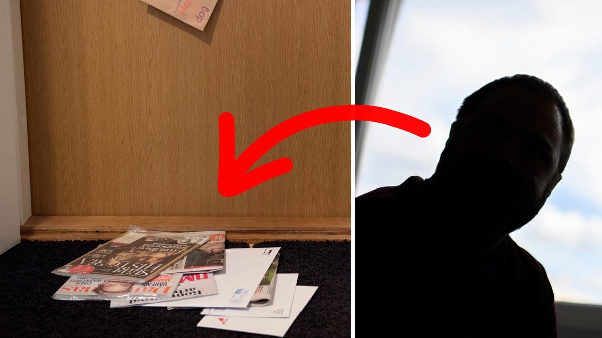 Brev vid brevinkast och anonym man.