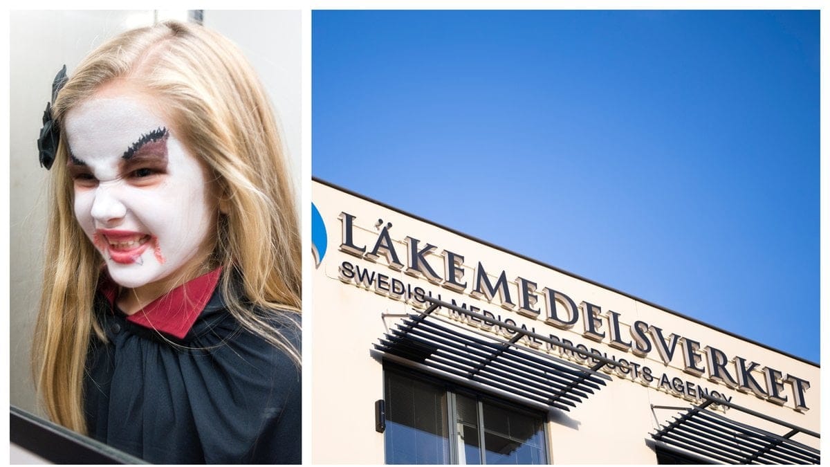 Läkemedelsverket manar till försiktighet vad gäller halloweensmink för barn.