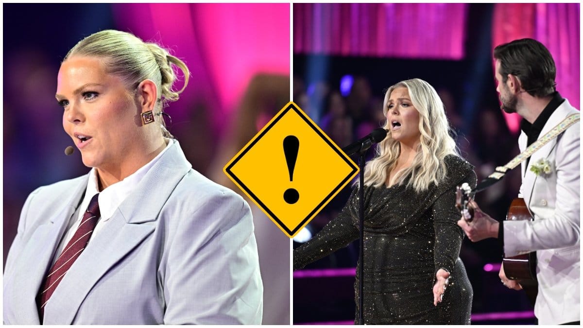 jOhanna Nordström står i grå kosytm och programleder Let's Dance. 