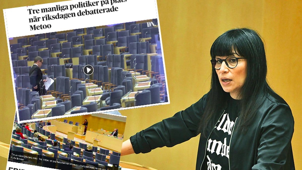 Rossana Dinamarca i riksdagens talarstol. 