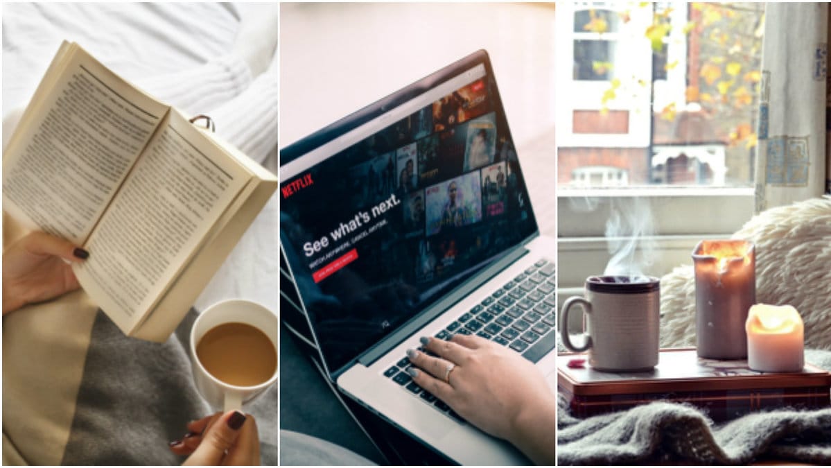 Book. Netflix. Tea. Candle