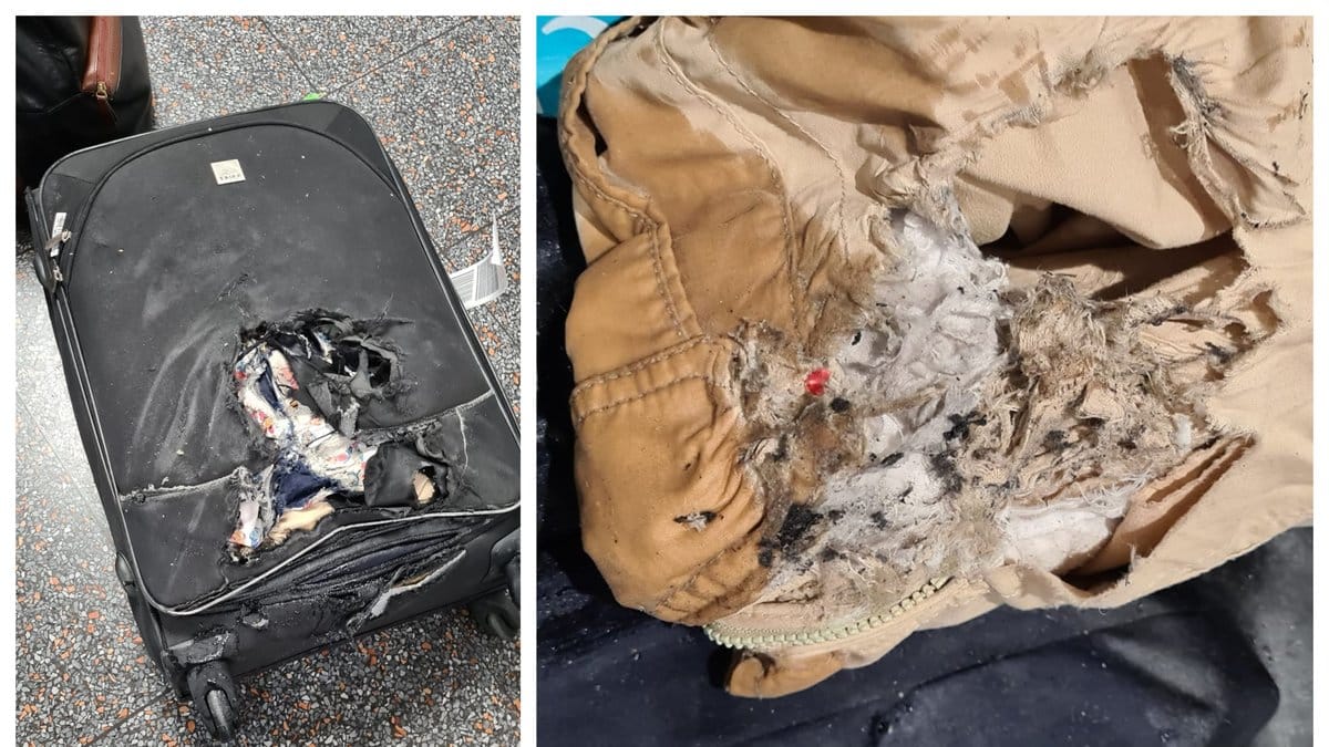 David Benjamin, 63, reste med Easyjet och fick resväskan totalförstörd.