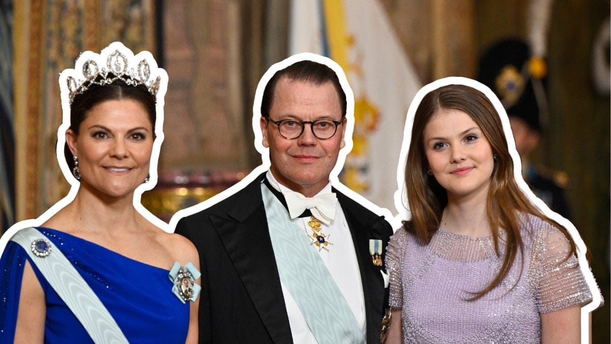Prinsessan Estelle med prins Daniel och kornprinsessan Viktoria under galan.