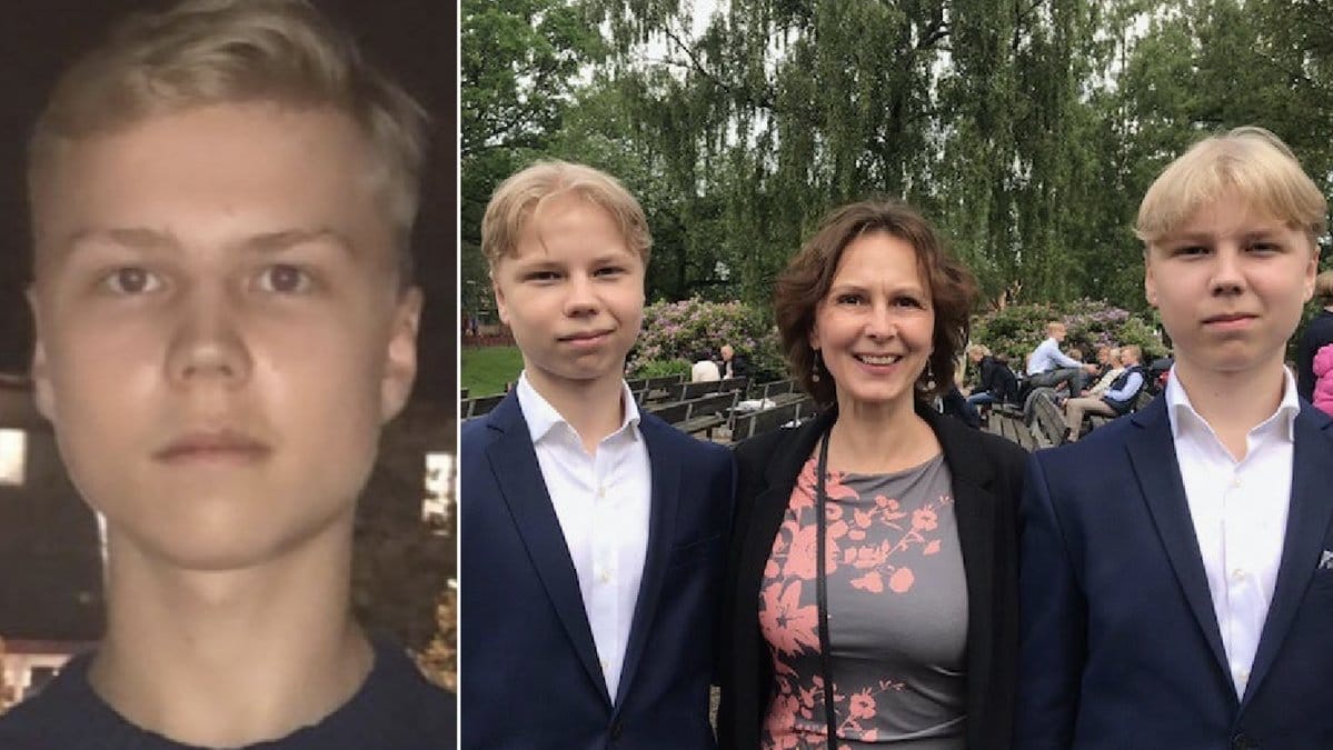 Dennis till vänster och Mattias till höger om mamma Erika Borg.