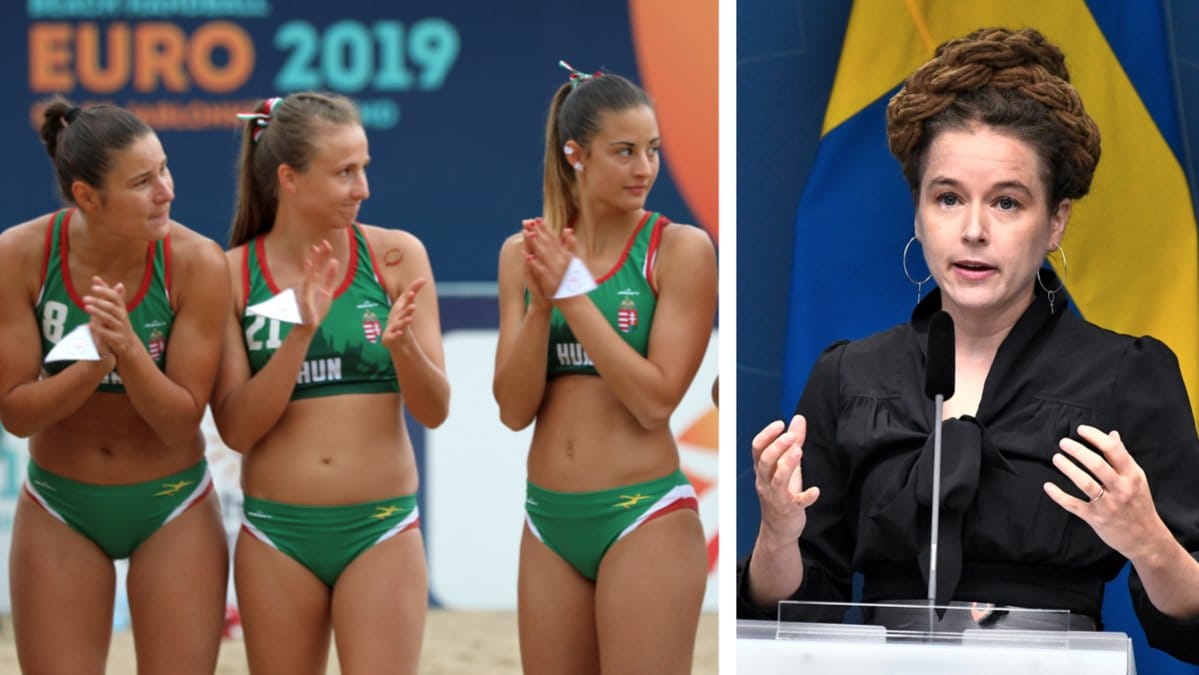 Det är krav på bikini för damer som spelar beachhandboll.