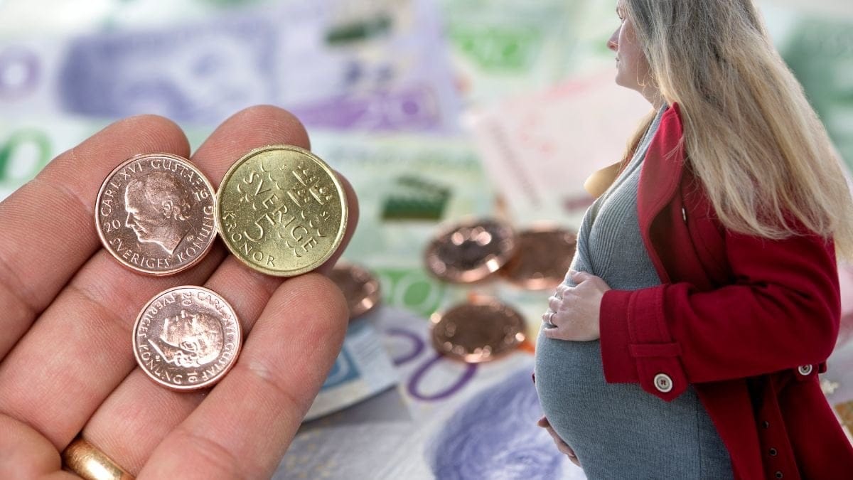 Gravidpeng och en gravid kvinna.