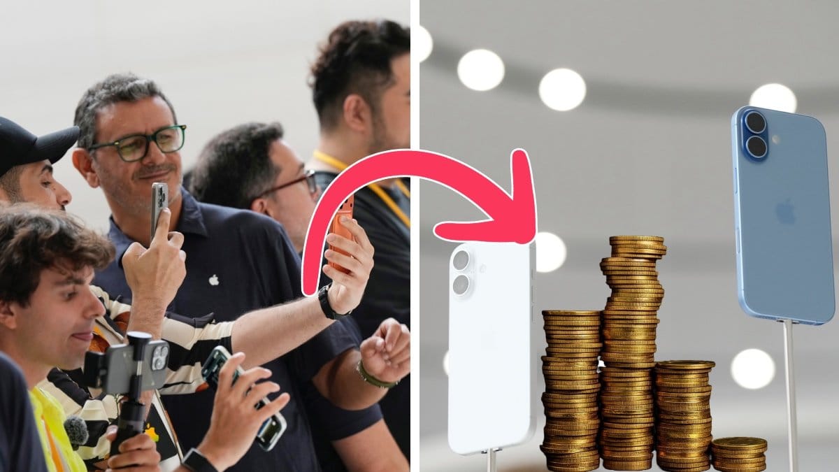 Personer som testar nya Iphone och iPhone 17.