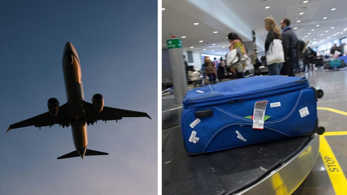 Flygplan och en resväska.