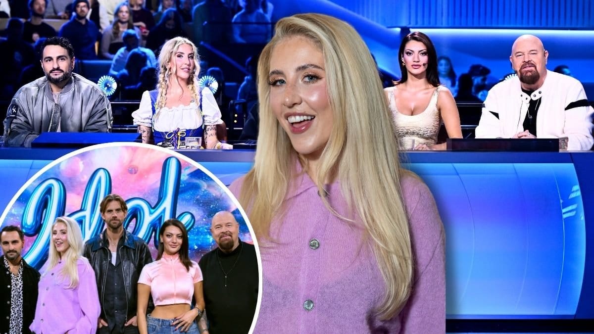 Anders Bagge, Ash Pournouri, Katia Mosally och Peg Parnevik när de sitter vid jurybordet i Idol. 