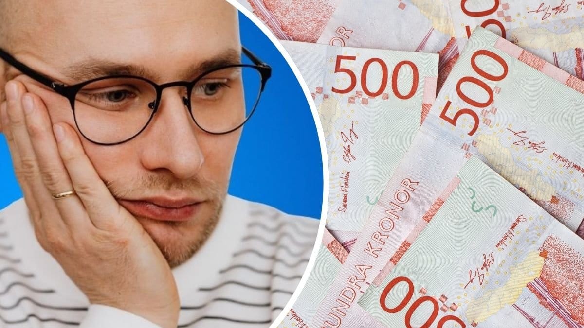 Bekymrad man och svenska femhundralappar