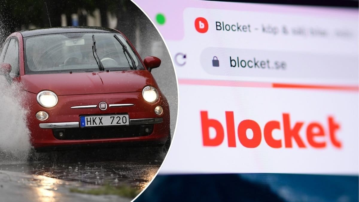 Bilder på Blockets hemsida och en bil.